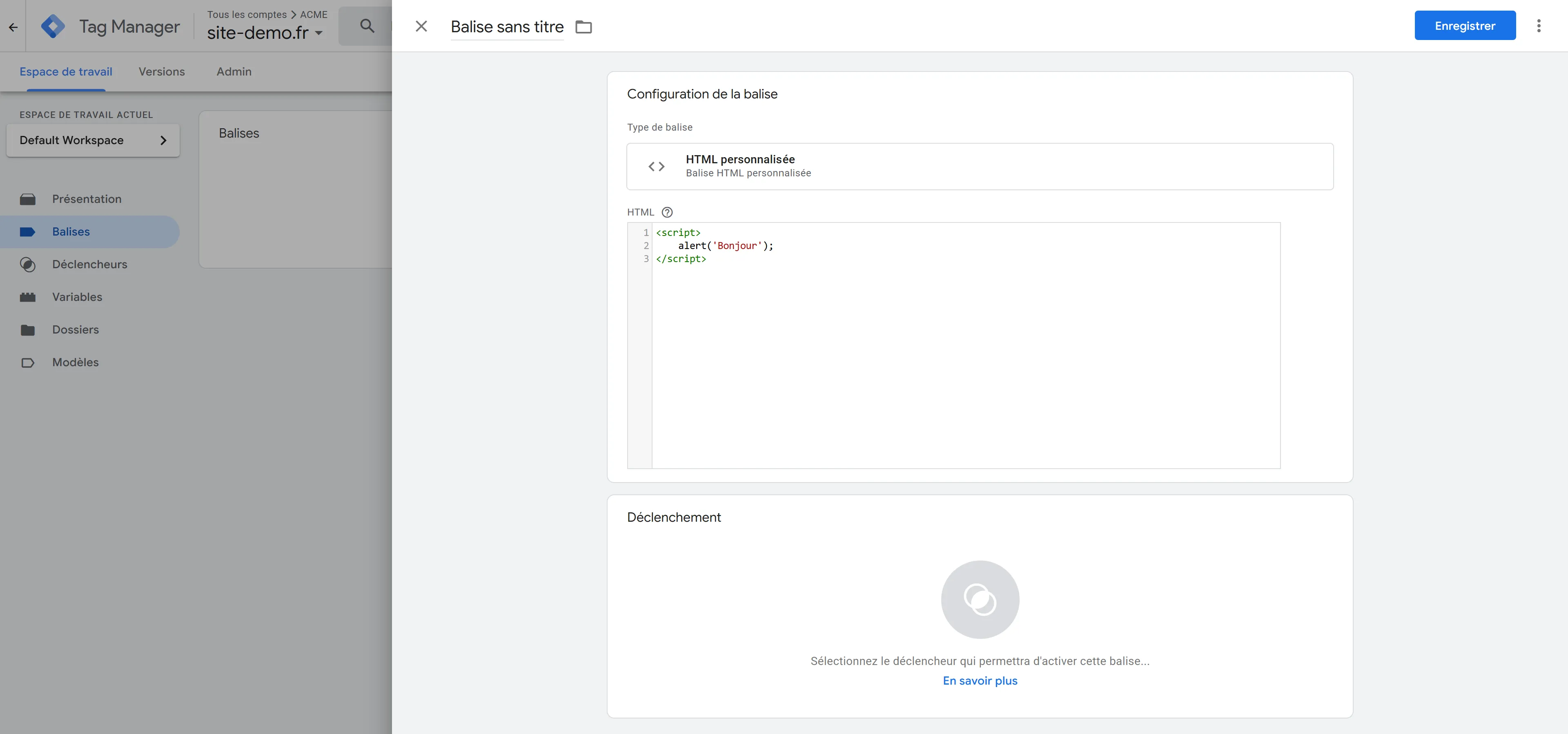 Exemple de balise HTML personnalisée