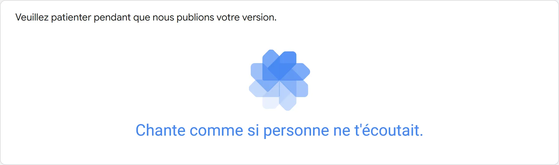 Message de publication d'un version