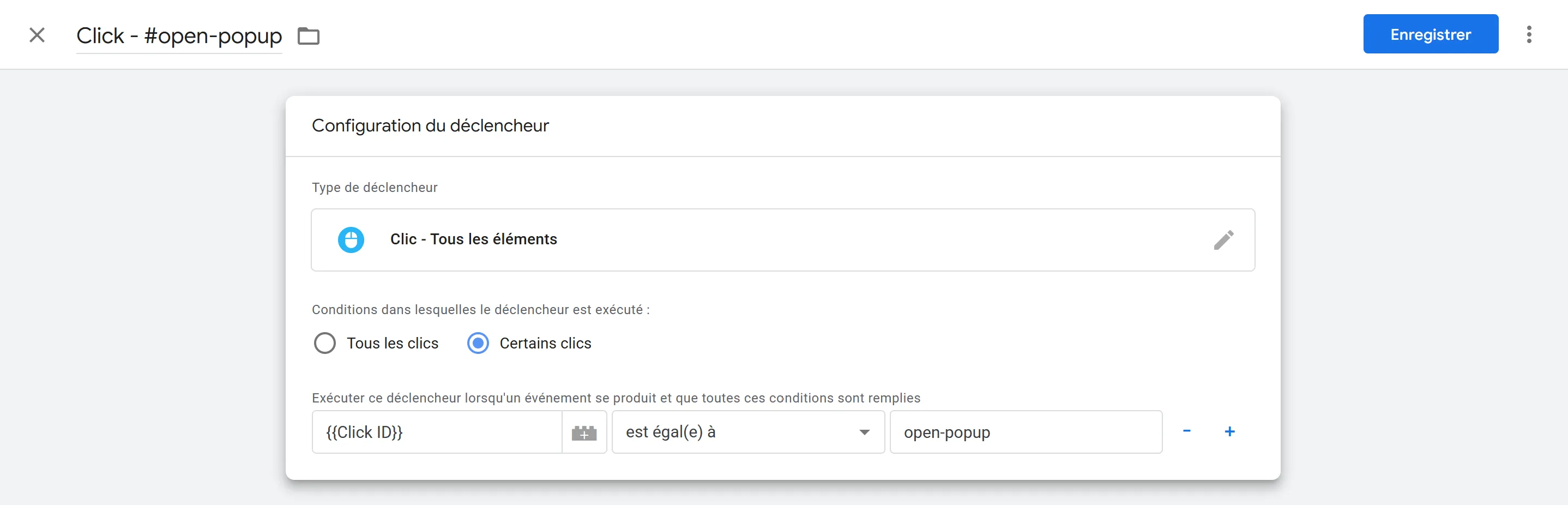 Liste des différents types de déclencheurs de GTM
