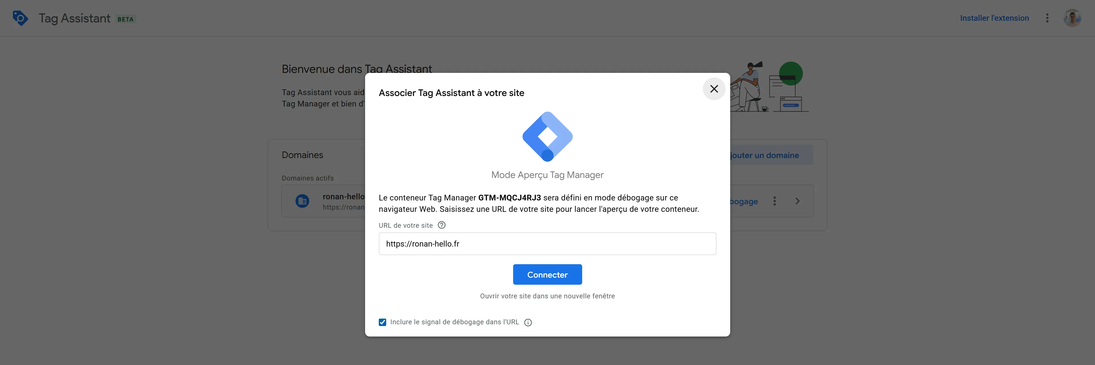 Connecter le site a Tag Assisstant