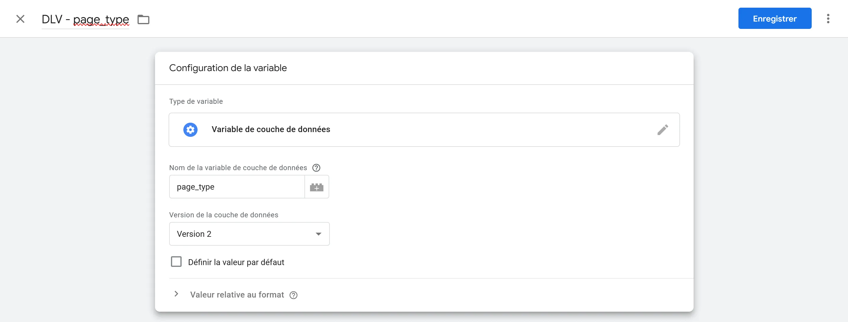 Création d'une variable de type dataLayer