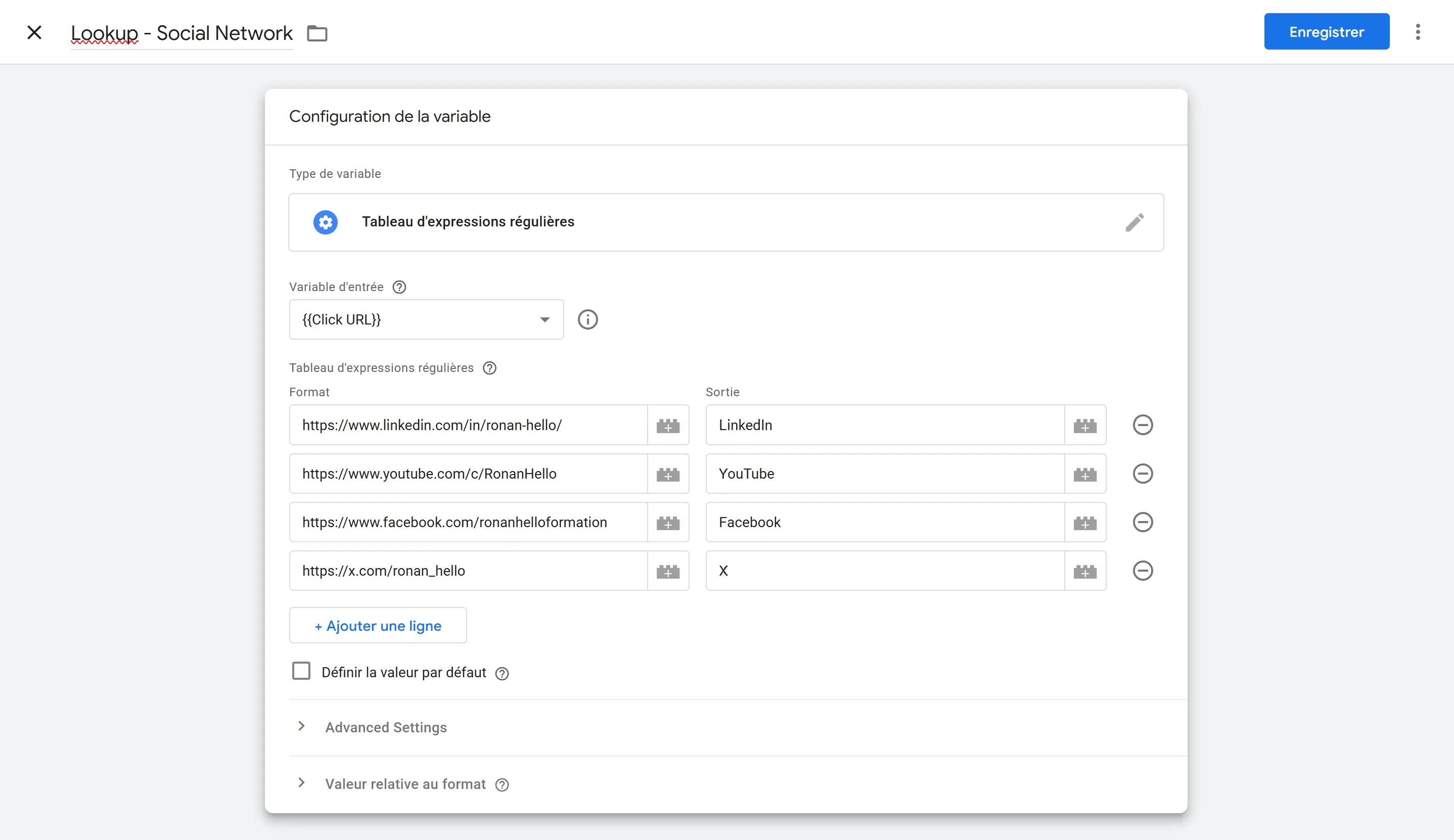 Création d'une variable de type dataLayer