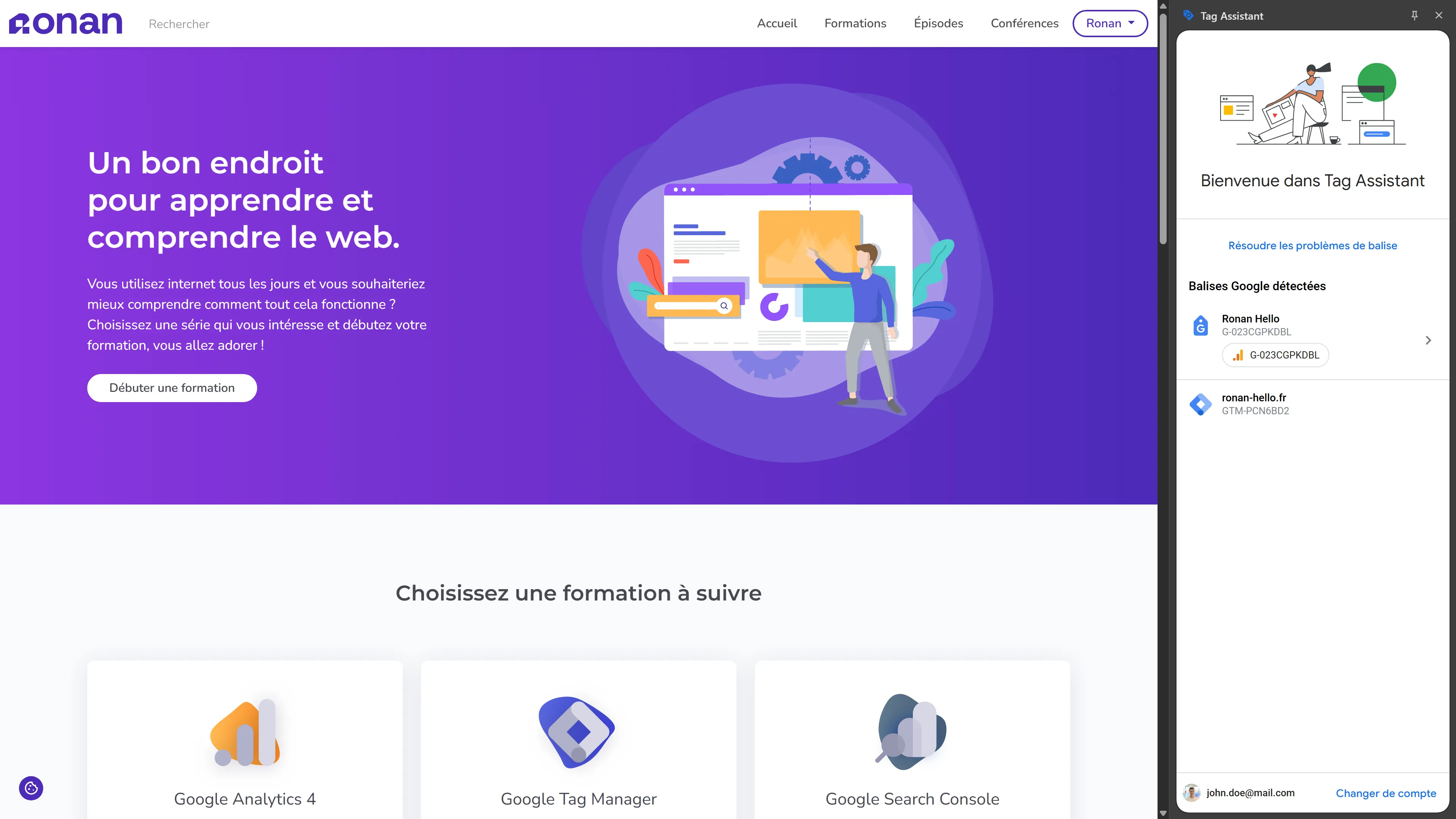 Utilisation de l'extension de navigateur Tag Assistant